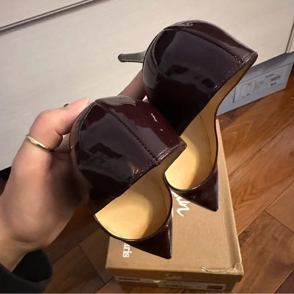 CHRISTIAN LOUBOUTIN Decollete Heels Pumps Burgundy 100mm 4 inches Size 36 6